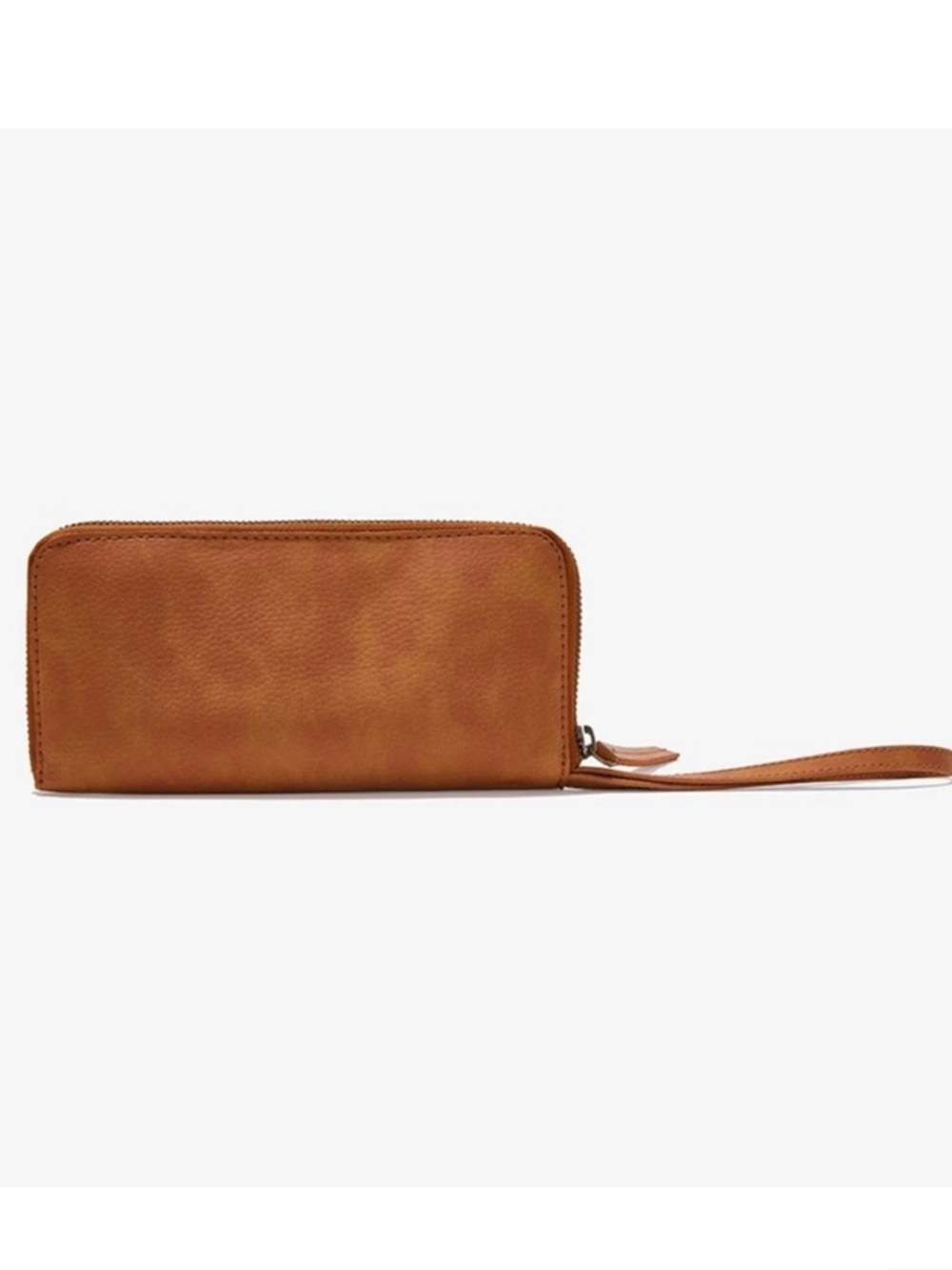 Free People Tan Leather Zip Wristlet Wallet